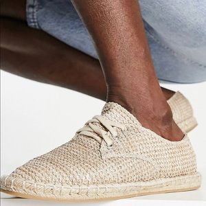 NWT ASOS DESIGN LACE-UP ESPADRILLES IN STONE WEAVE